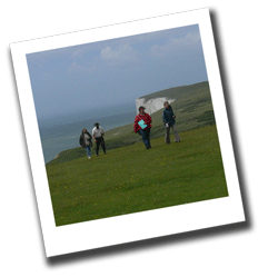 Happy geocachers on Tennyson Down